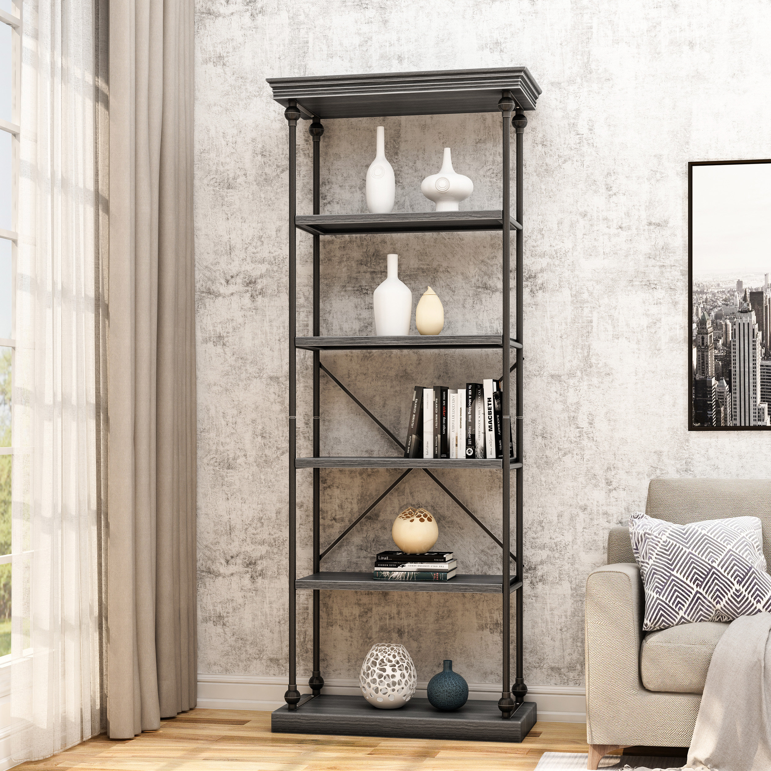 Etagere Bookcase Williston Forge Color Pewter Gray